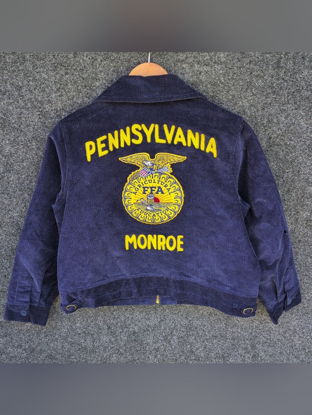 Future Farmers Of America Pennsylvania Jacket Mens 40 Blue Corduroy FFA Chore